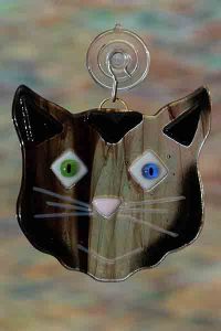 handmade fused glass kisatchie cat streakysuncatcher