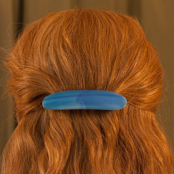 glass hair clip scraps blue streaks