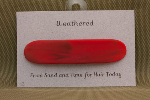 fused glass hair clip weathered red