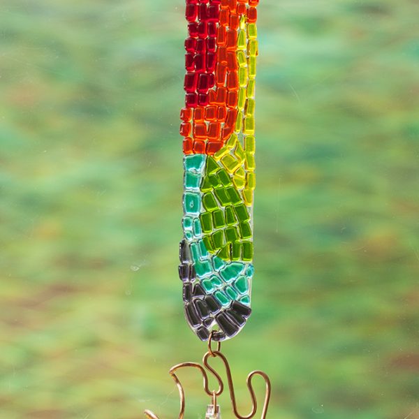 glass suncatcher rainbow color rod with crystal and brass wire