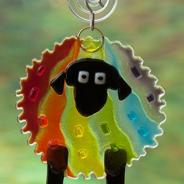 glass rainbow sheep suncatcher