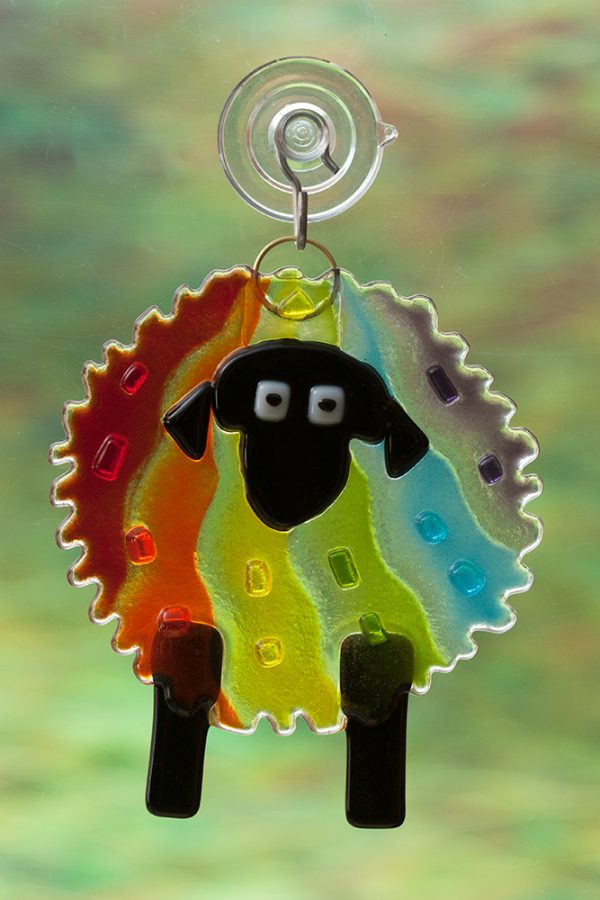 glass rainbow sheep suncatcher