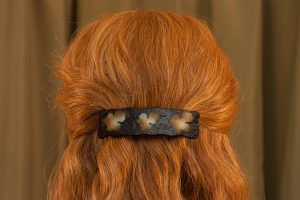 fused glass hair clip paleo-glassic brown mulberry