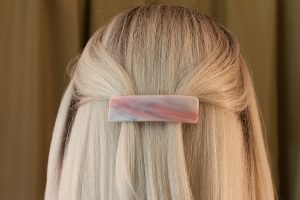 fused glass hair clip scraps sunrise