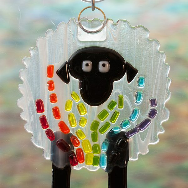 glass suncatcher rainbow streaker sheep