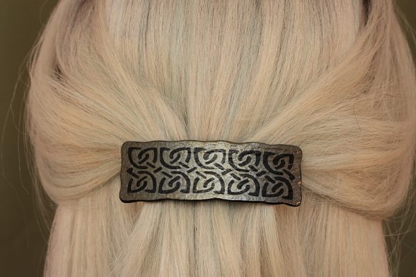 handmade fused glass barrette antiquities nordic knot