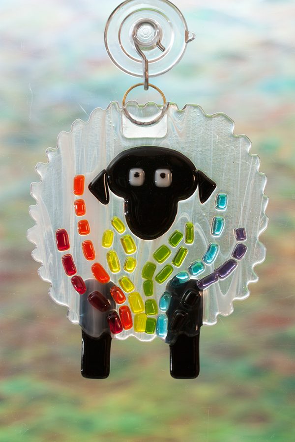 glass suncatcher rainbow streaker sheep